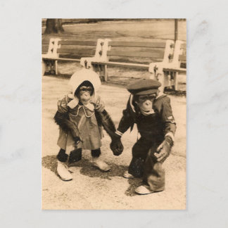 Carte Postale Deux Jeunes Chimpanzés tenant Les Mains