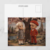 Carte Postale Deux jolies poupées rétro  (Devant / Derrière)