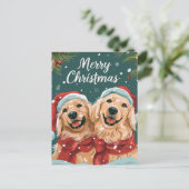 Carte Postale Deux joyeux Noël Labrador (Debout devant)