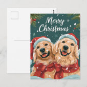 Carte Postale Deux joyeux Noël Labrador (Devant / Derrière)