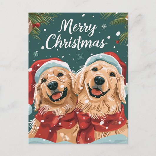 Carte Postale Deux joyeux Noël Labrador (Devant)
