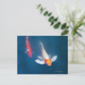 Carte Postale Deux koi japonais dans l'étang (Debout devant)