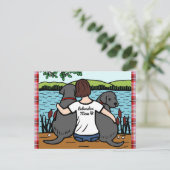 Carte Postale Deux Labradors noirs et Maman (Debout devant)