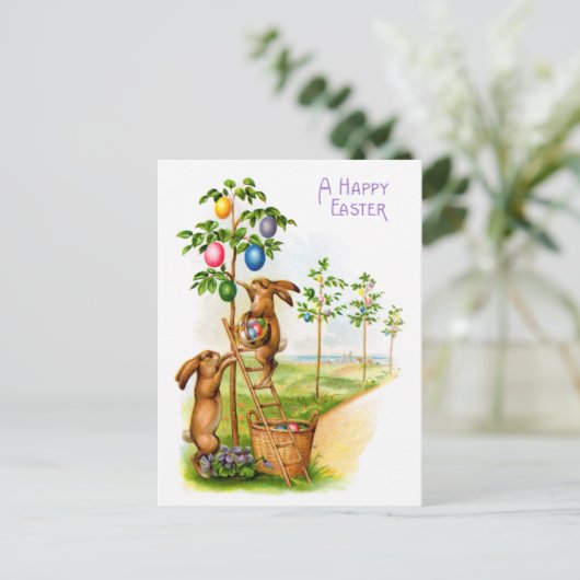 Carte Postale Deux lapins décoratifs (Debout devant)