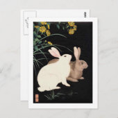 Carte Postale Deux lapins la nuit (Devant / Derrière)