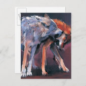 Carte Postale Deux loups 2001 (Devant / Derrière)