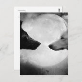 Carte Postale Deux loups se faisant face (Devant / Derrière)
