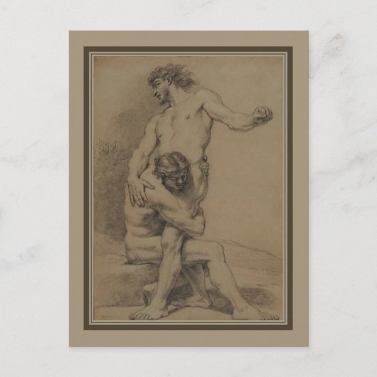 Carte Postale Deux lutteurs par de Platte-Montagne (Devant)