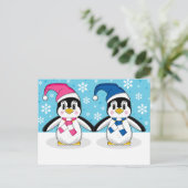 Carte postale Deux mignons pingouins (Debout devant)