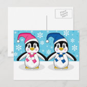 Carte postale Deux mignons pingouins (Devant / Derrière)