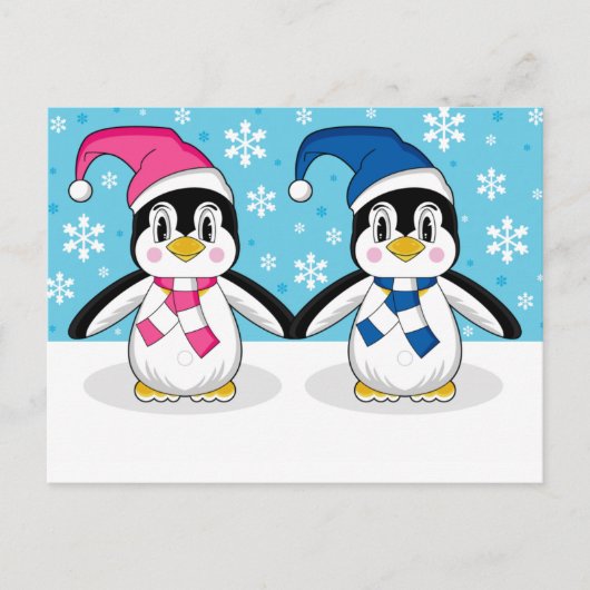 Carte postale Deux mignons pingouins (Devant)