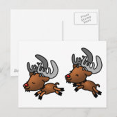 Carte Postale Deux mignons rennes/bouquetins de dessin animé (Devant / Derrière)