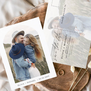 Carte Postale Deux minimalistes de photos Enregistrer la date Ca