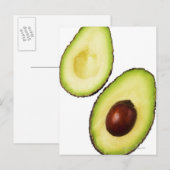 Carte Postale Deux moitiés d'un avocat, sur blanc (Devant / Derrière)