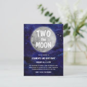Carte Postale Deux Moon Navy Blue Boy 2e fête d'anniversaire (Debout devant)