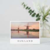 Carte Postale Deux moulins à vent avec réflexion au coucher du s (Debout devant)