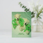 Carte Postale Deux Nounours avec Shamrock (Debout devant)