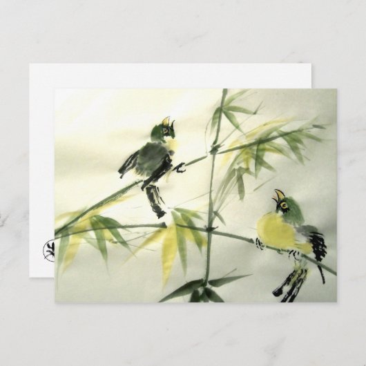 Carte postale Deux oiseaux (Devant / Derrière)