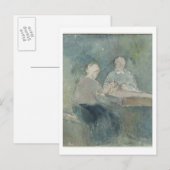 Carte Postale Deux paysans à la table, vers 1874 (avec papier) (Devant / Derrière)