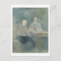 Deux paysans à la table, vers 1874 (avec papier)
