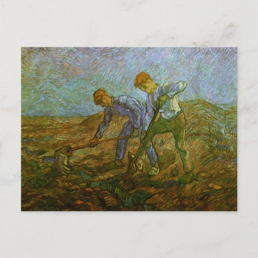 Carte Postale Deux Paysans creusant, Van Gogh Fine Art (Devant)