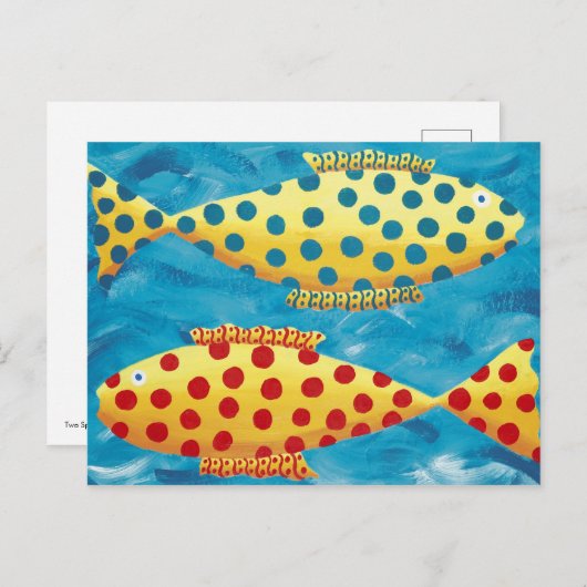 Carte Postale Deux Peinture de Poisson (Devant / Derrière)