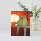 Carte Postale Deux perroquets verts coucher de soleil do-it-your (Debout devant)