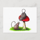 Carte Postale Deux petites souris mignonnes et un champignon : (Devant)