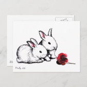 Carte Postale Deux petits lapins blancs (Devant / Derrière)
