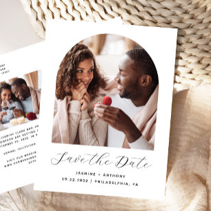 Carte Postale Deux Photo Arche Noir Blanc Code QR Save the Date
