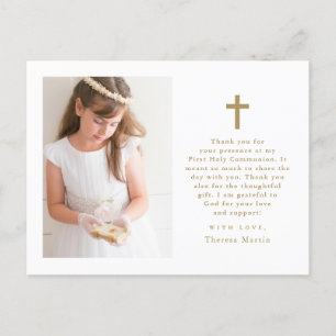 Carte Postale Deux Photo Croix Première Communion Merci