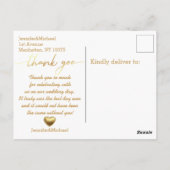 Carte Postale deux photos collage or script merci, mariage (Dos)