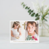 Carte Postale Deux photos croisées Première communion Merci (Debout devant)