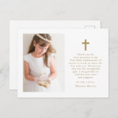 Carte Postale Deux photos croix remerciement de première communi (Devant / Derrière)