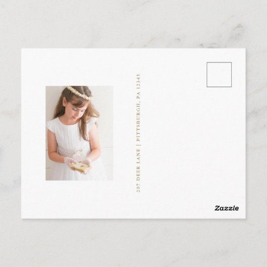 Carte Postale Deux photos croix remerciement de première communi (Dos)