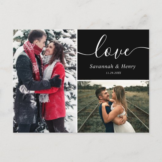 Carte Postale Deux photos de collage Amour Noir Script (Devant)