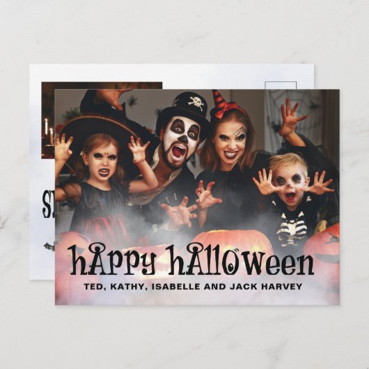 Carte Postale Deux photos Happy Halloween Famille (Devant / Derrière)