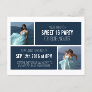 Carte Postale Deux photos Invitation de la fête