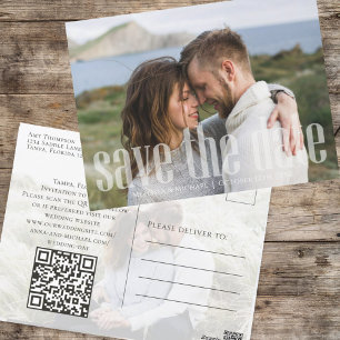 Carte Postale Deux photos modernes Simple Minimaliste QR Code