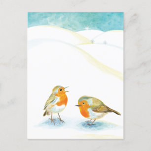Carte Postale Deux seins rouges robots en hiver