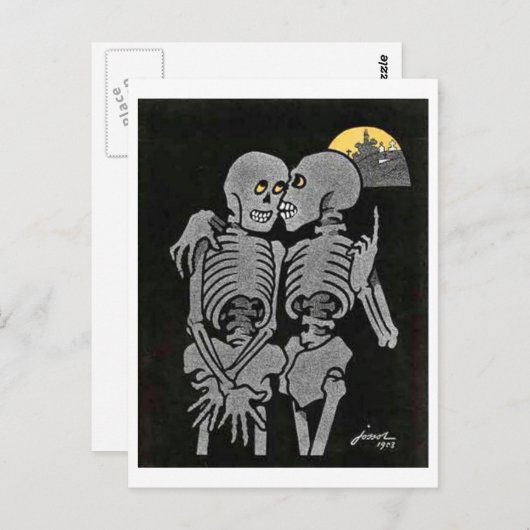 Carte postale Deux Skeletons Talking (Devant / Derrière)