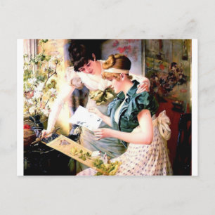 Carte Postale Deux Soeurs Amis Lecture Lettre peinture