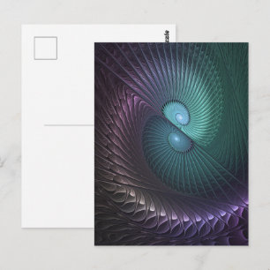 Carte Postale Deux spirales colorées art fractal abstrait modern