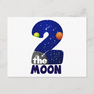 Carte Postale DEUX SUR LA LUNE 2e Anniversaire Enfant Espace Ann