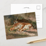 Carte Postale Deux tigres en arrière | Rosa Bonheur<br><div class="desc">Deux tigres recyclés (1887) | Les Deux Tigres recouverts de Rosa Bonheur est une peinture tranquille et majestueuse qui dépeint deux tigres reposant paisiblement dans un paysage herbeux. Le soin minutieux apporté aux détails donne vie à la fourrure rayée et aux formes musculaires des tigres, tandis que le cadre naturel...</div>