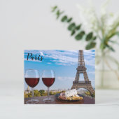 Carte Postale Deux verres de vin en café à Paris (Debout devant)