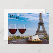 Carte Postale Deux verres de vin en café à Paris (Devant / Derrière)