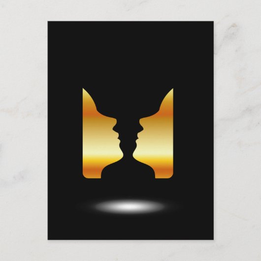 Carte Postale Deux visages côte à côte avec l'illusion d'un vase (Devant)