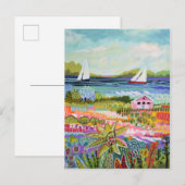 Carte Postale Deux voiliers et chalet (Devant / Derrière)