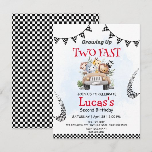 Carte Postale Deux voiture de course Safari sauvage rapide 2e fê (Devant / Derrière)